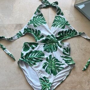 Tropical Leaf Print Swimsuit